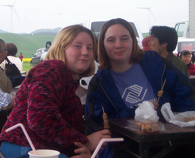 Heather and Tanya at a flower festival in Japan