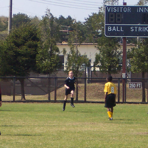 Nic playing soccer